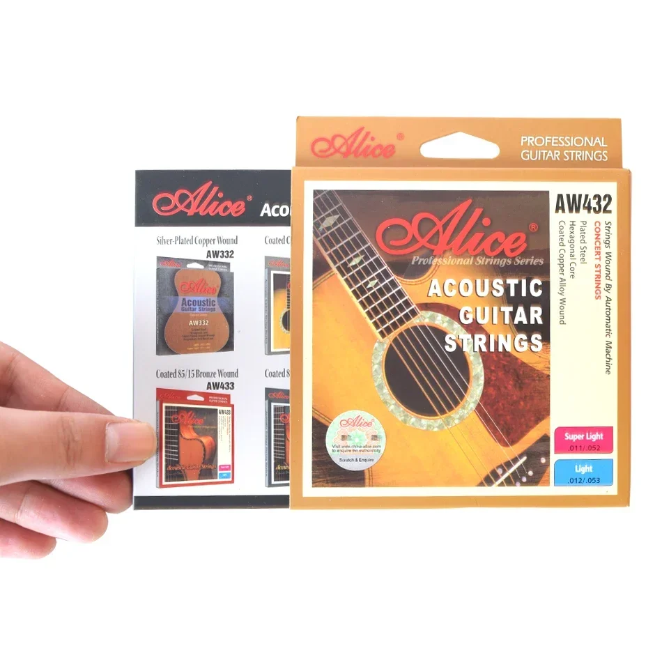 Alice AW432 1 Set Acoustic Guitar Strings 011-052, 012-053 Light,Super Light Copper Alloy Wound Anti-Rust Guitarra Parts