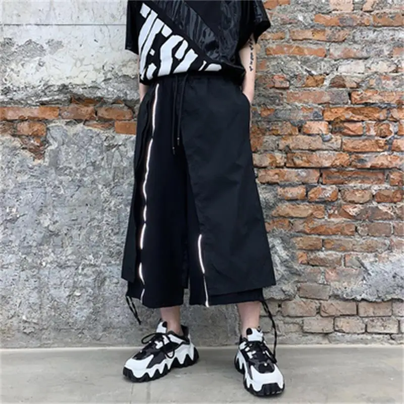 

Men's Wide Leg Pants Spring And Summer New Fashion Personality Splicing Couples With The Same Casual Loose Large Size Eight Pant