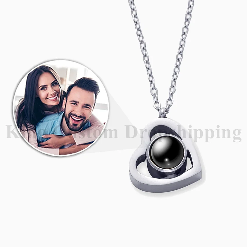

Non-Oxidation Customized Projection Heart Necklace Steel Durable Jewelry Birthday Christma Day Memory gift for Lovers and Family