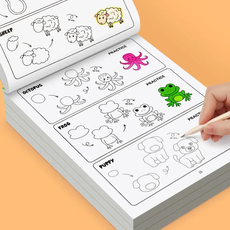 3+Year Old Children's Animal Drawing Enlightenment Book Fun Graffiti Picture Book for Baby Learning to Draw