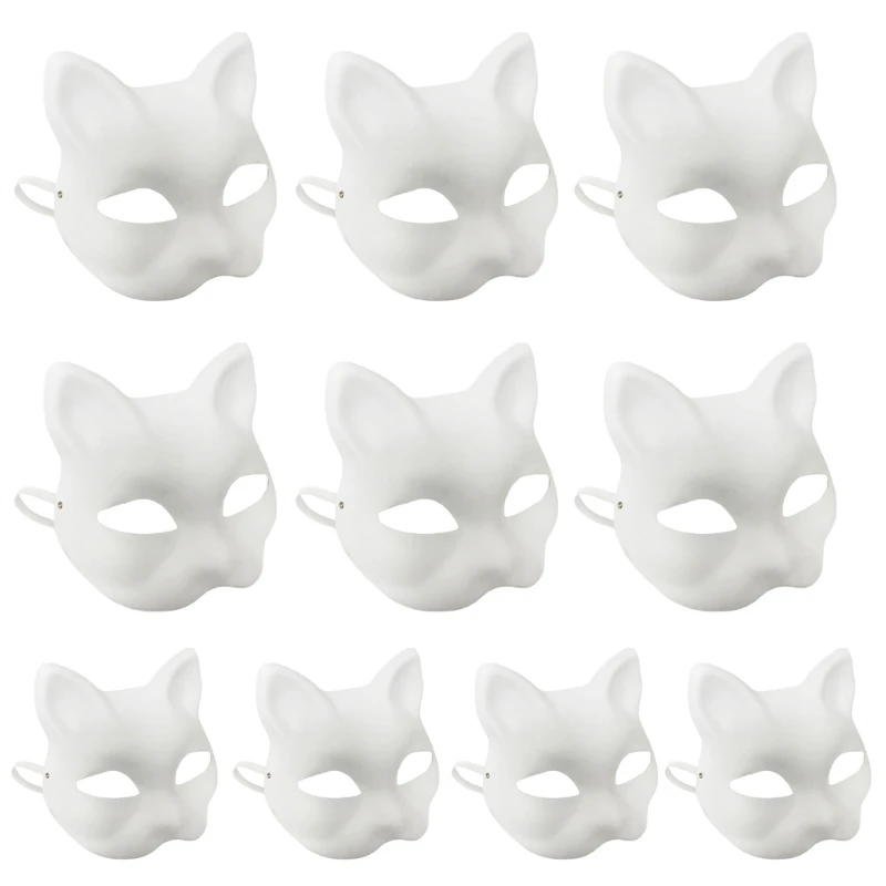 White Crafts Masks Cosplays Blank Masks Carnivals Masks Paper Mache Art Masks N7YF