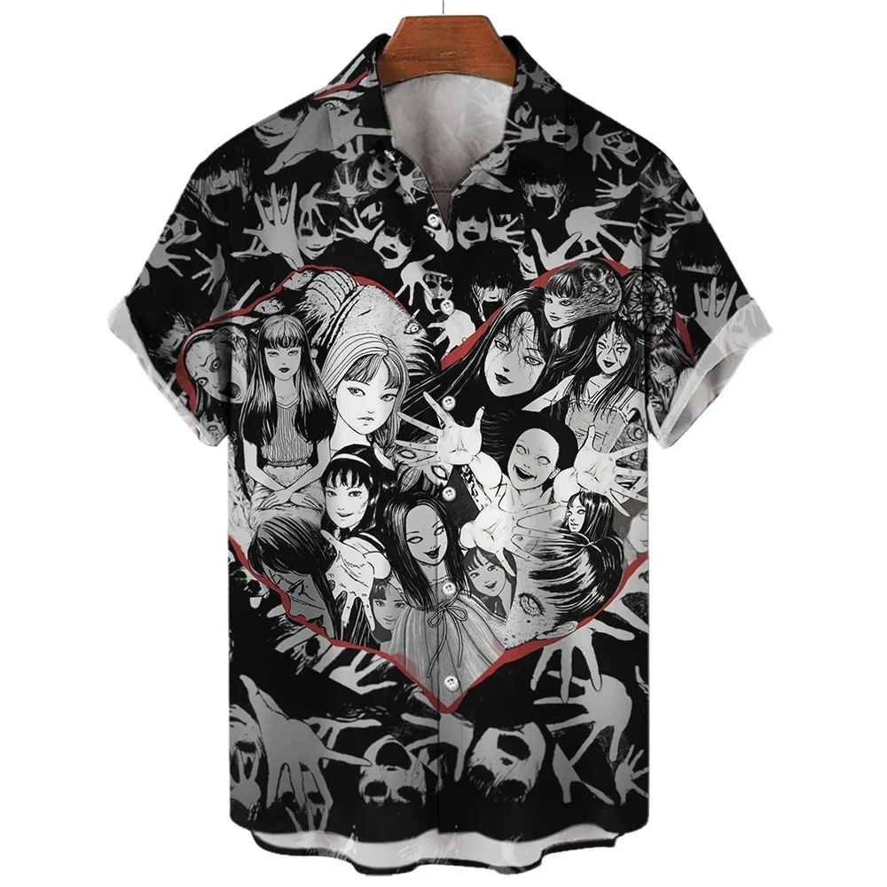 Skull Summer Men's Hawaiian Shirts Dead Horror 3D Print Tops Loose Short Sleeve Blouse Streetwear Camisas Casuais Man Clothing