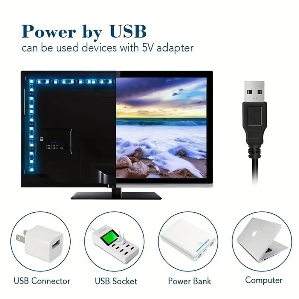 Diody na wstążce kontrola aplikacji LED USB do telewizora RGB 5050 elastyczna wstążka taśma diodowa podświetlenie TV dekoracji pokoju