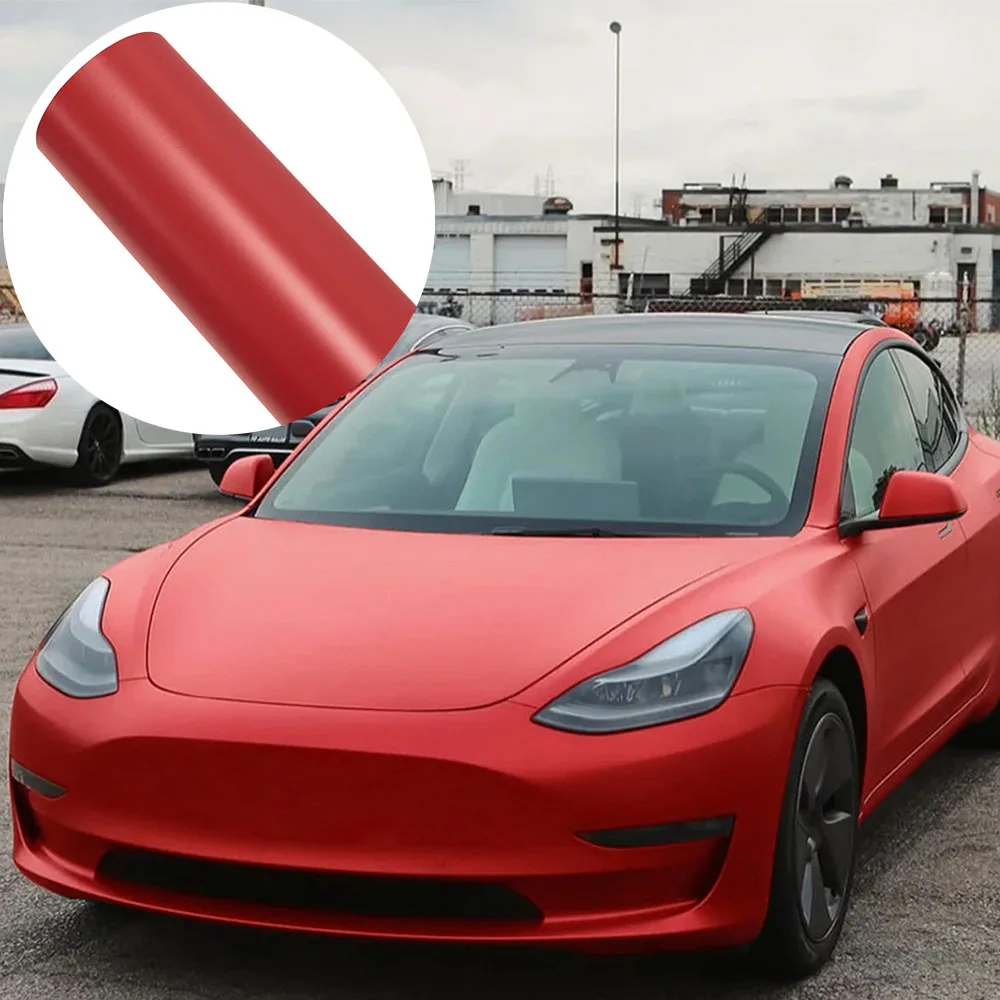 Matte Rote Auto-Vinylfolie PVC Karosserie-Aufkleber Selbstklebende Matte Folie für Motorhaube Motorrad Farbwechsel-Aufkleber