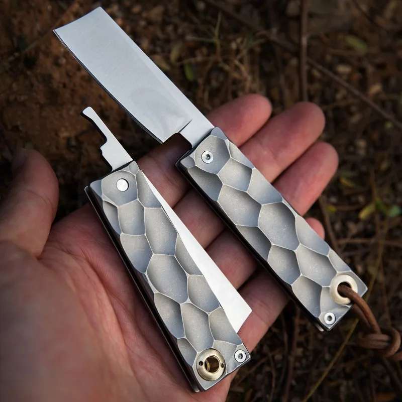 Portable Folding Knife Titanium Alloy Utility Knife Outdoor Camping Small Tool Knife Blade Self-defense Sharp Cutting Knifes