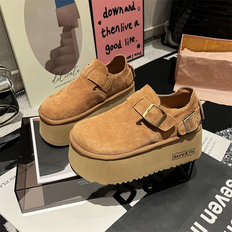 Autumn Women Round Toe Clogs Platform Flats Suede Loafers Trend Brand Designer Casual Sneakers Hot Sale Classic Zapatillas Mujer image 2