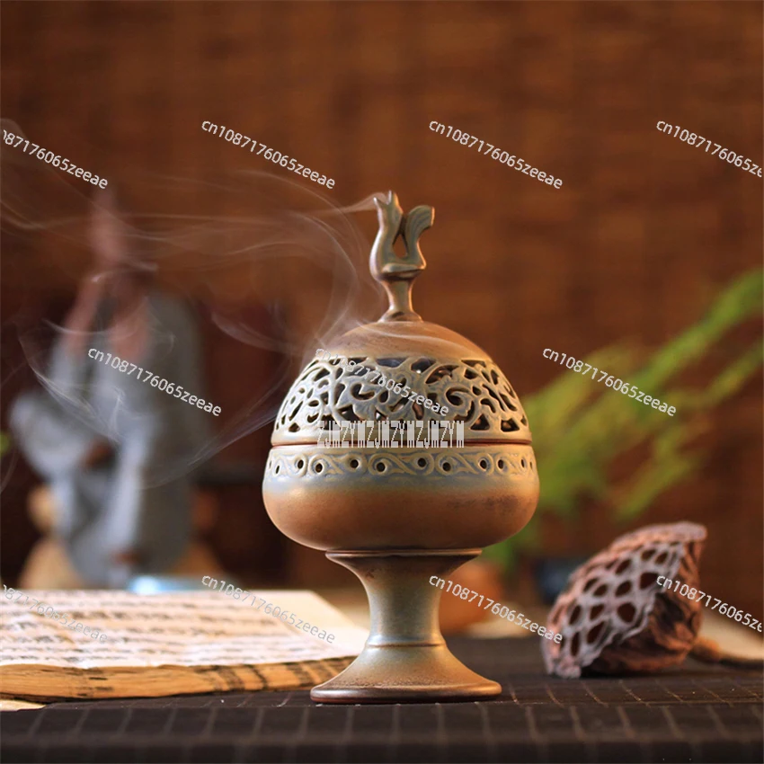 Handmade Ceramics Censer Creative Aroma Burner Sandalwood Incense Coil Towers Incense Burner Home Gifts with Base 4hour