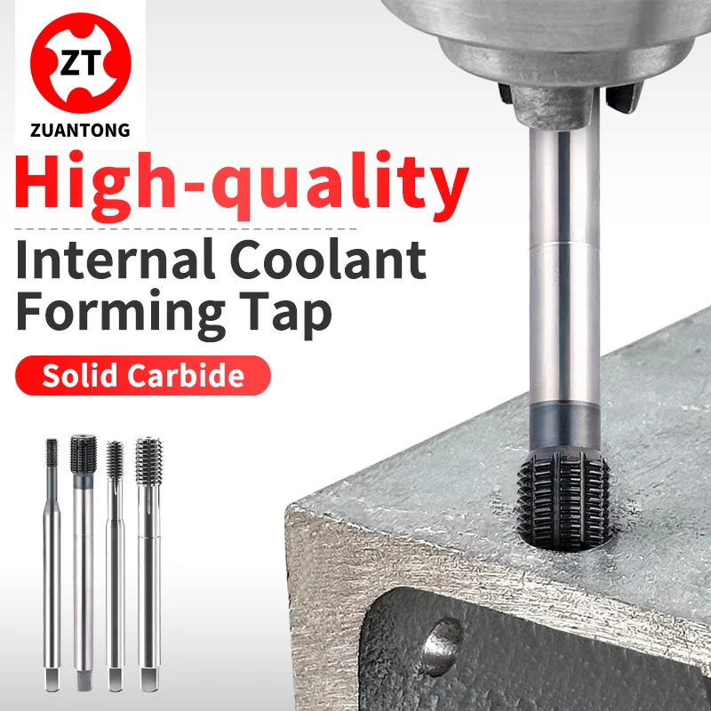 Solid Carbide DIN Rounded Crest Extra Long Thread Forming Tap with Internal Coolant for CNC Threading M5-M18 For Aluminum/Steel