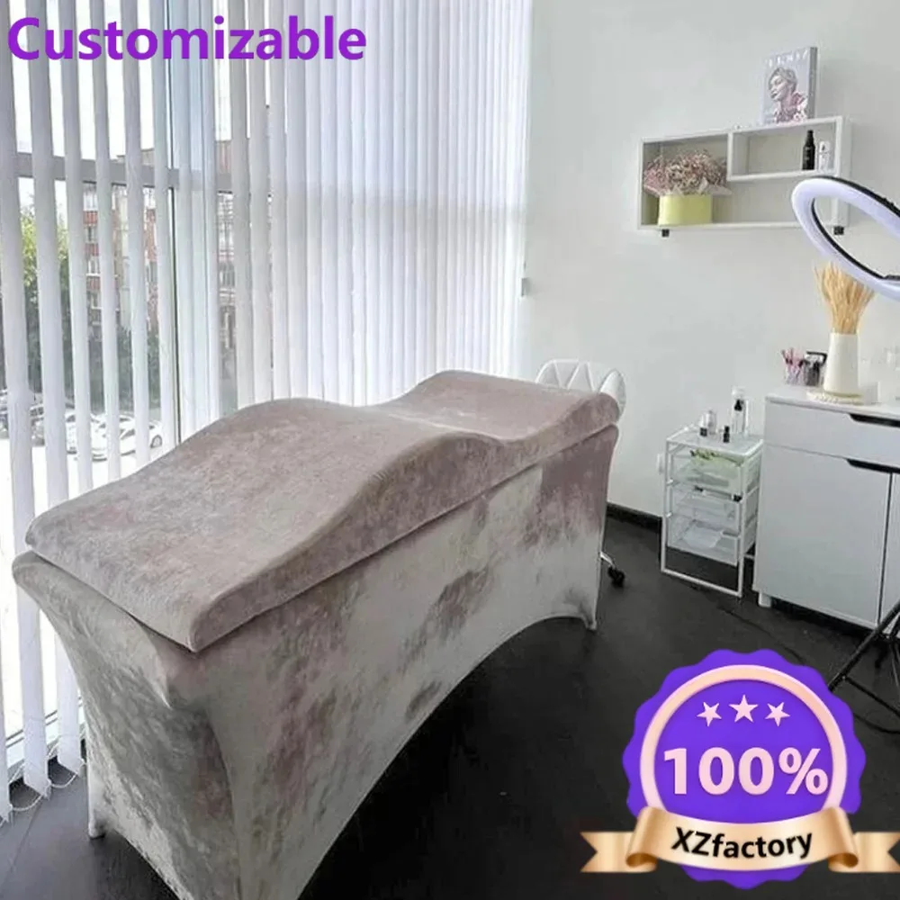 Factory Direct 2026 Top RatedLash Extension Bed Curved Design 30D High-Density Foam Velvet Massage Mattress Topper