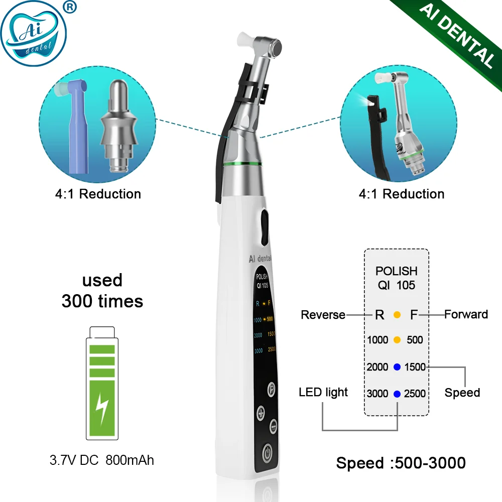 AI-PA-F4 Dental Electric Oral Care Prophy Handpiece 4:1Reduction Endomotor with LED Head Removable for Teeth Polishing Whitening