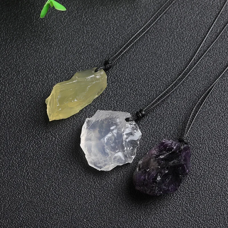 Natural Crystal, Irregular Rough Stone Pendant,  Lucky Ornament.
