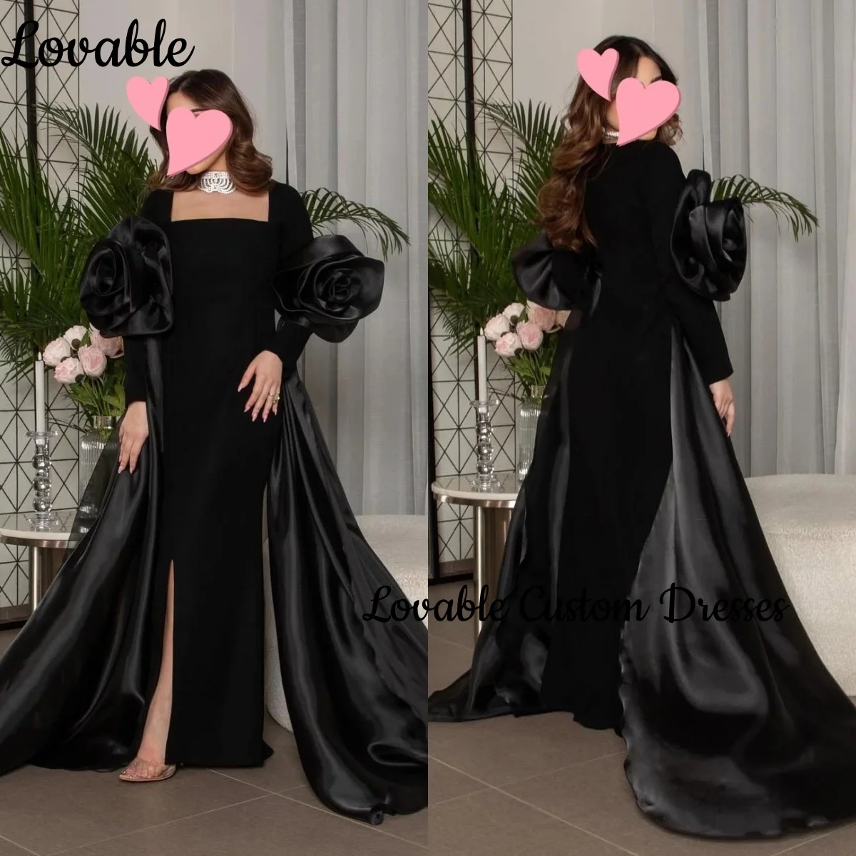 Vestidos de noite de luxo divididos com decote quadrado até o chão vestidos de coquetel com babados Zipp