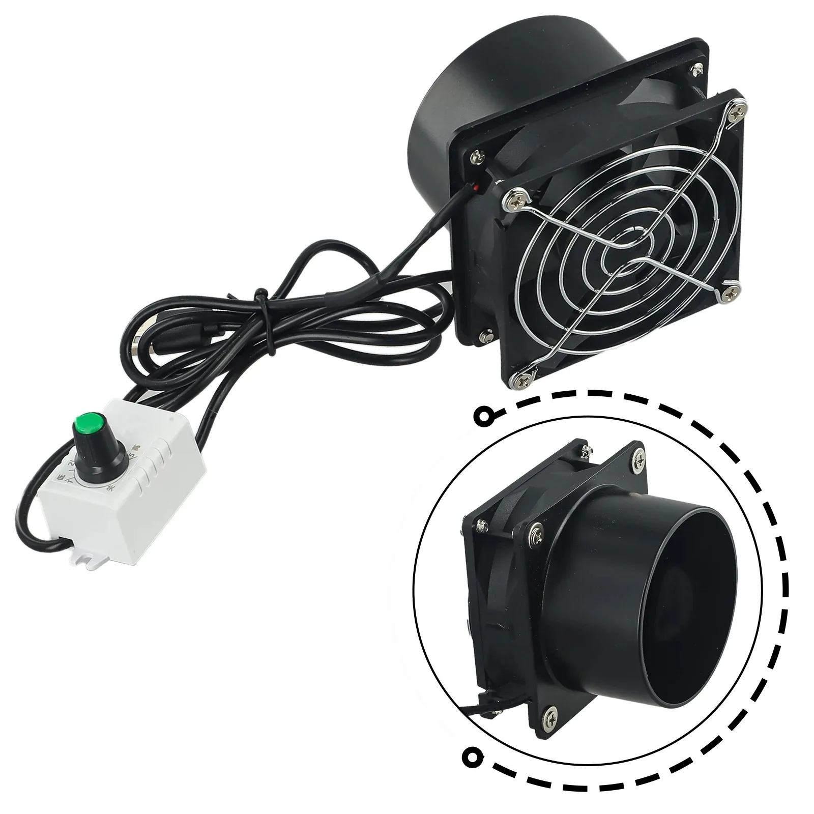 Installationsfreier, einfacher, kleiner USB-Abzugshauben-Küchenlüfter, Haushaltslüfter mit einstellbarer Geschwindigkeit und Abluftkanal – Detail 4
