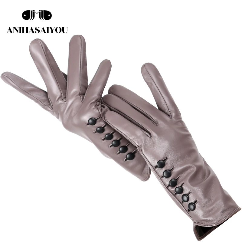 Gants de couleur haut de gamme pour femmes, gants en cuir véritable pour femmes, gants d\'hiver pour garder au chaud pour femmes, gants doux au