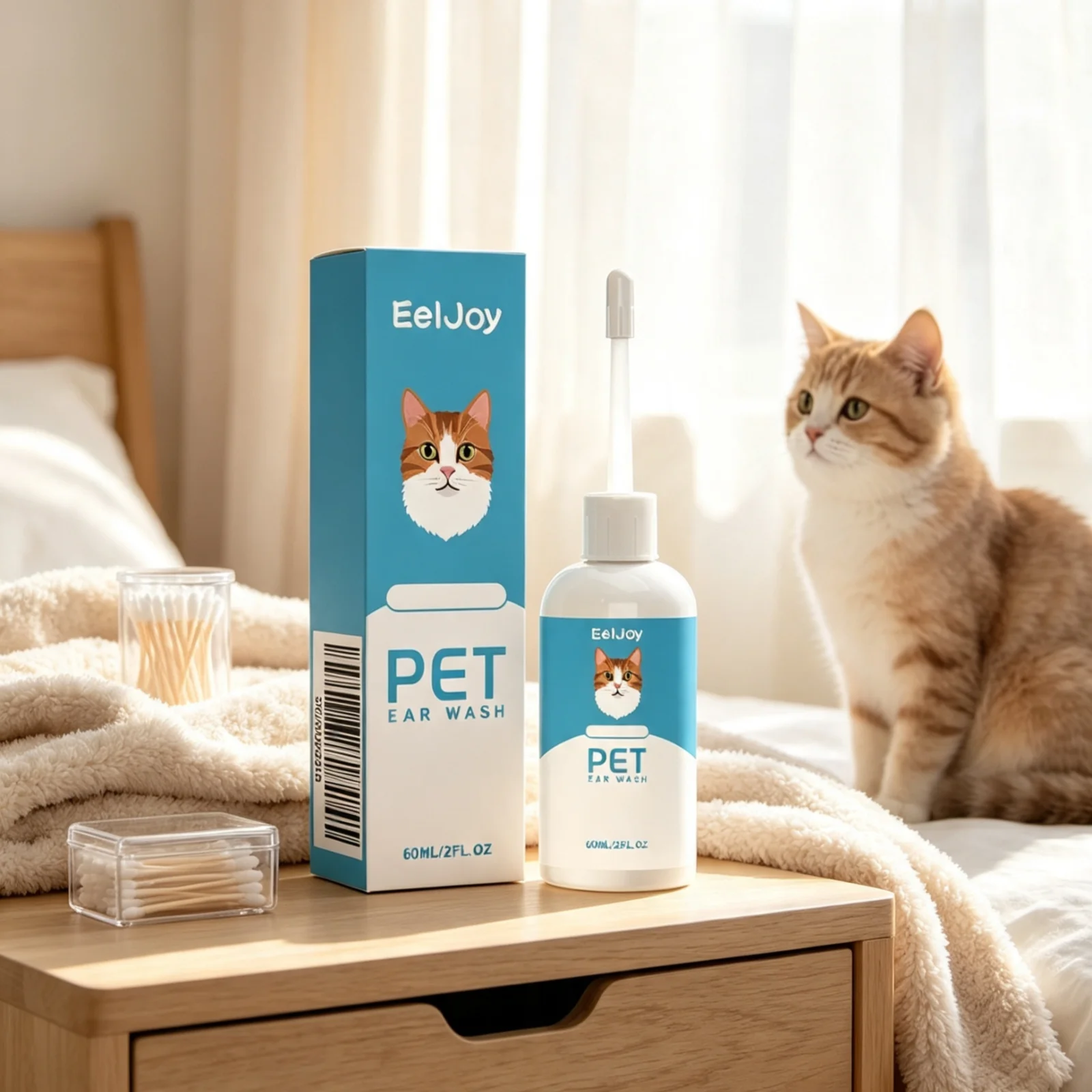 EelJoy Pet Ear Wash Deep Cleaning Soften Earwax Remove Dirt Deodorizing Natural Botanical Extracts Gentle Pet Ear Cleaner 60ml