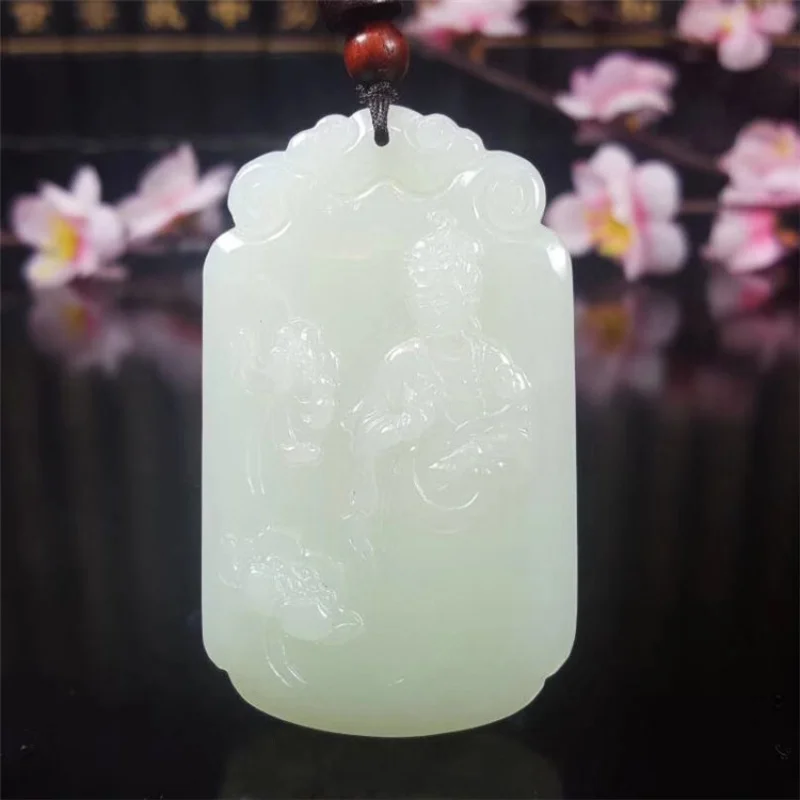 

Мужской кулон Хотан, амулет с изображением Бодхисаттвы Гуаньинь, нефритовое украшение