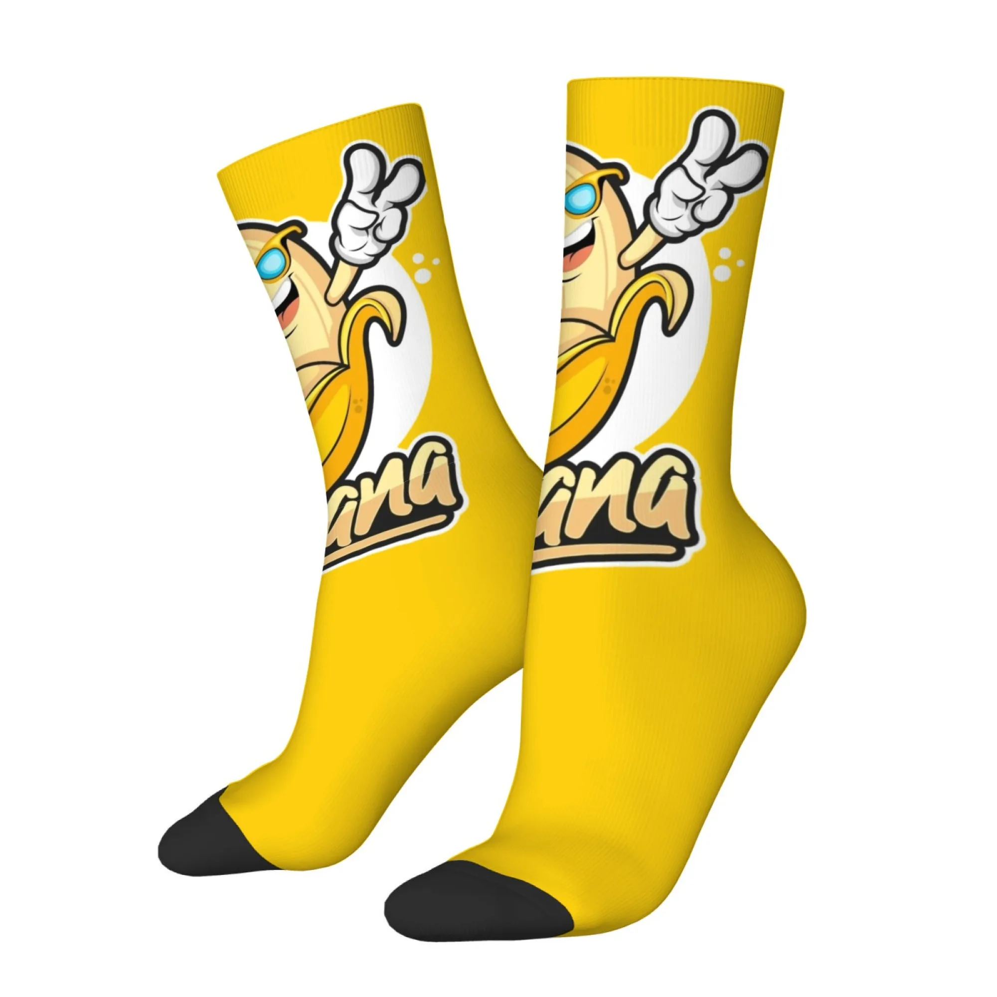 Novel Quirky Men's Socks Banana Print Breathable Skin-friendly Durable Socks Funny Stylish Humorous Harajuku Cartoon Socks