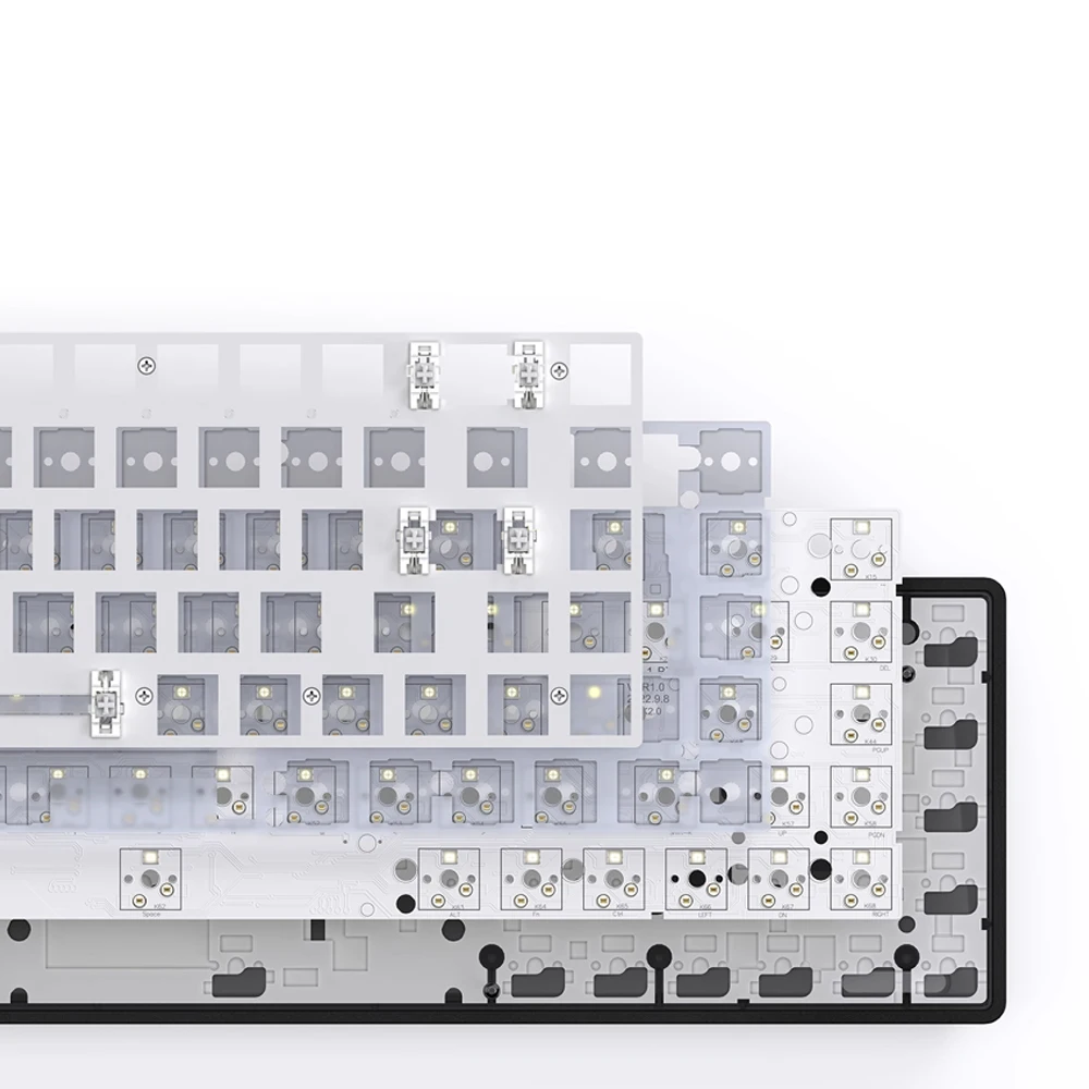 Imagem -05 - Kit de Teclado Mecânico Custom Made Hot Swap Compatível com Bluetooth sem Fio Pins Switch Luz Branca 68 Chaves 2.4ghz 3-mod