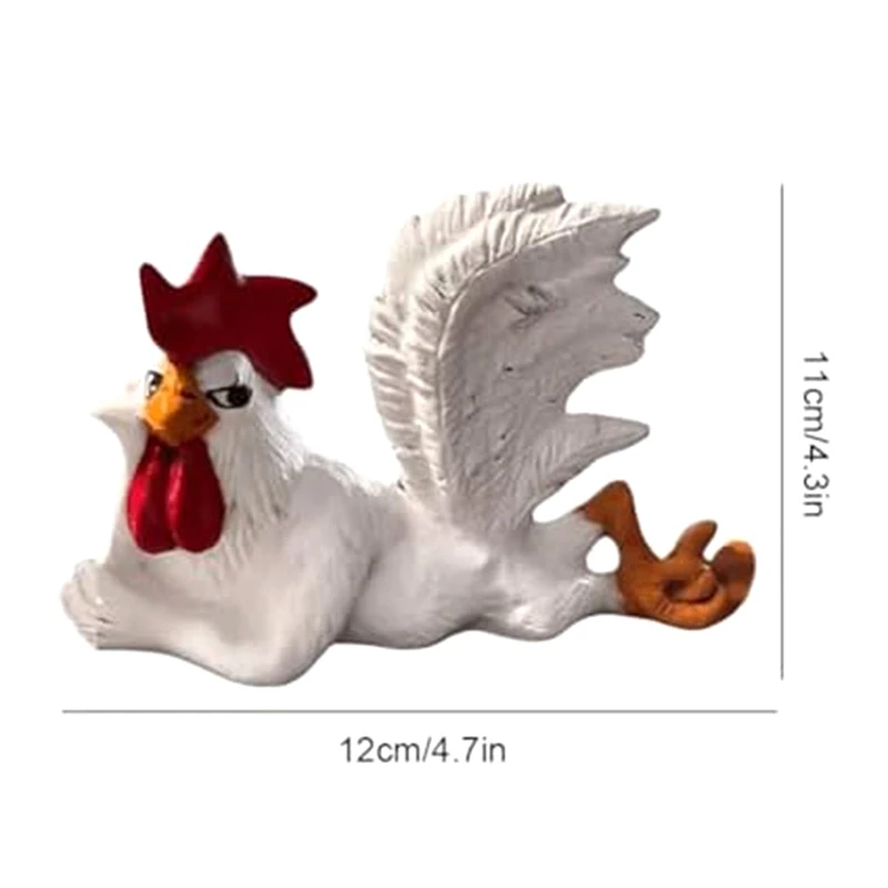 鶏オンドリ装飾像ミニ面白い横たわってウインクコックテーブル置物、耐久性