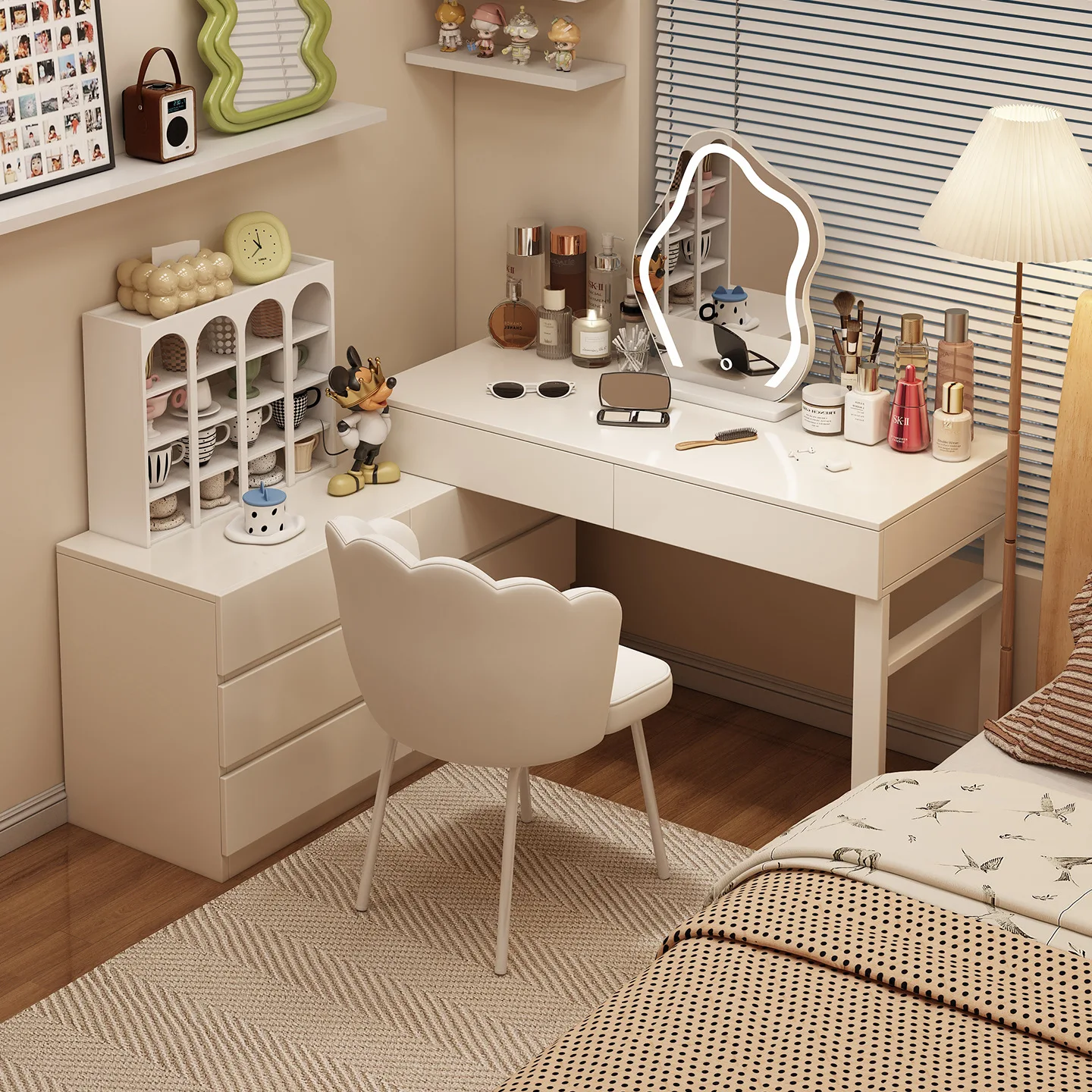 Dresser Girls Bedroom Corner Makeup Table Bucket Cabinet Integrated Storage Cabinet 2025 New Cream Wind Bedside Desk