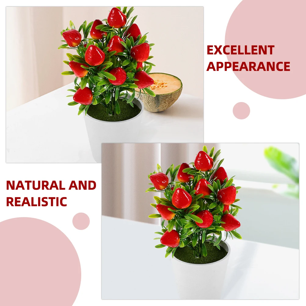 

2 Sets Plant Potted Fruit Tree Faux Strawberry Home Home Fruit Tree Decor Decor Realistic Bonsai Indoor Outdoor