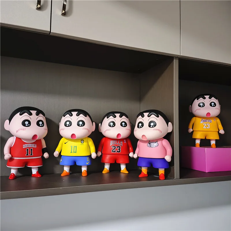 22cm New Crayon Shinchan Cos Crossdressing Football Basketball Star Model Anime Figures Trendy Home Furnishings Doll Toys Gifts