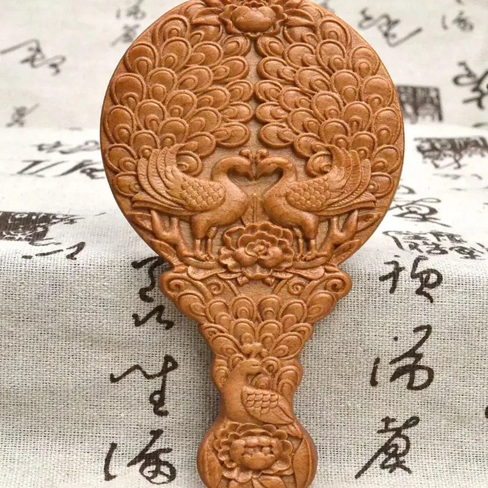 1 Uds. Espejo de maquillaje de madera plegable de 13cm, diseño clásico portátil, espejo de tocador de decoración Natural ecológico