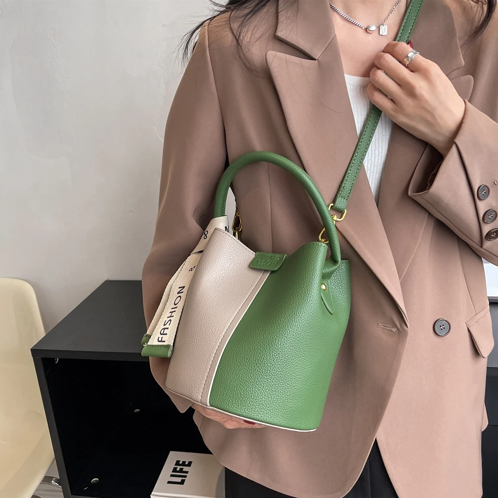 Burminsa Small Tote Bucket Bags For Women 2023 Trend Luxury Designer Ladies Shoulder Crossbody Bag PU Leather Handbags And Purse