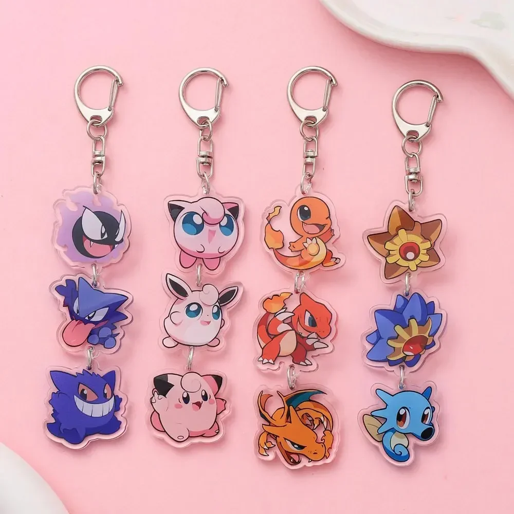 Pokémon Anime Acrylic Key chains Accessaries Cartoon Funny Bag Pendant Cute Creative Charm Car Keyring Friends Fans Gifts