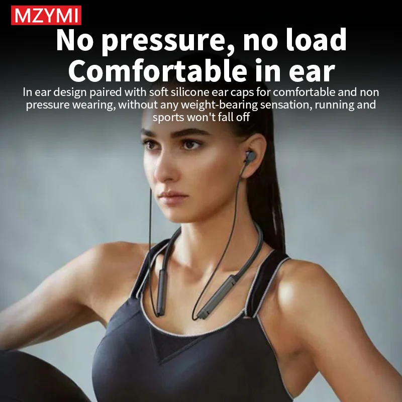 MZYMI BS09 ENC Neckband Wireless Earphones Bluetooth 5.3 Noise Reduction Headphones HiFi Stereo Sport Headset With Mic