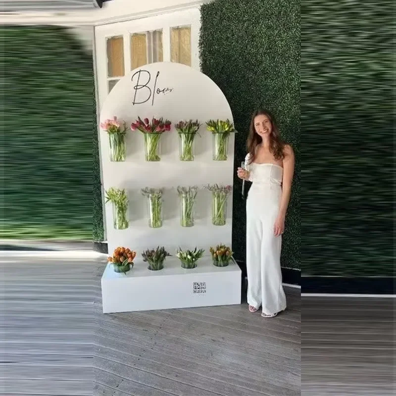 Romantic White Flower Box for Wedding Party Event Background Decoration Outdoor Bar Floral Arrangement Display Stand Prop