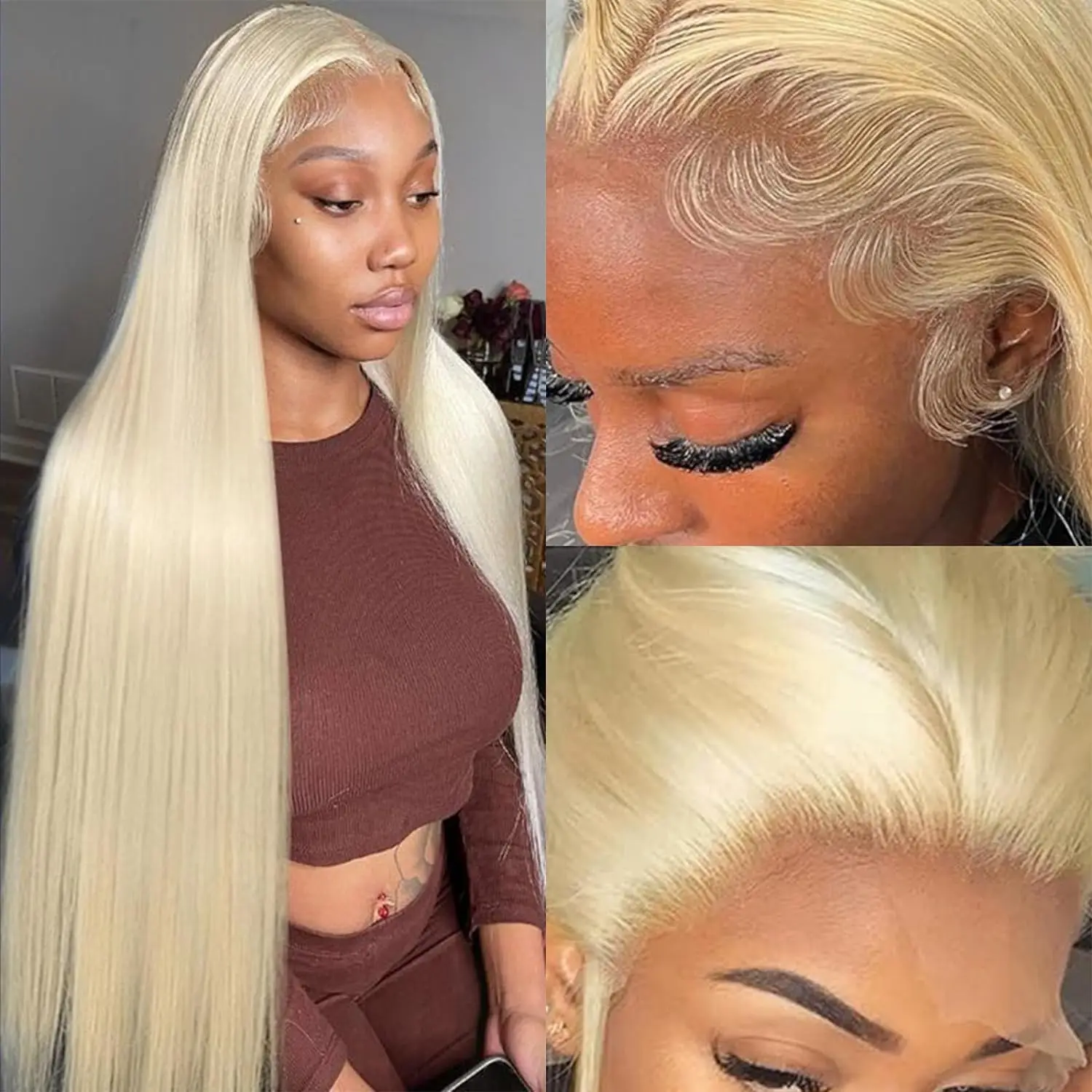 613 HD Transparent Lace Front Wig Bone Straight Brazilian Human Hair Wig PrePlucked For Women 13x6 Honey Blonde Lace Frontal Wig