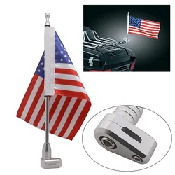 Motorcycle Chrome Universal Rear Side Mount Flag Pole American Flag For Harley Luggage Rack Ornamental Accessories Germany UK