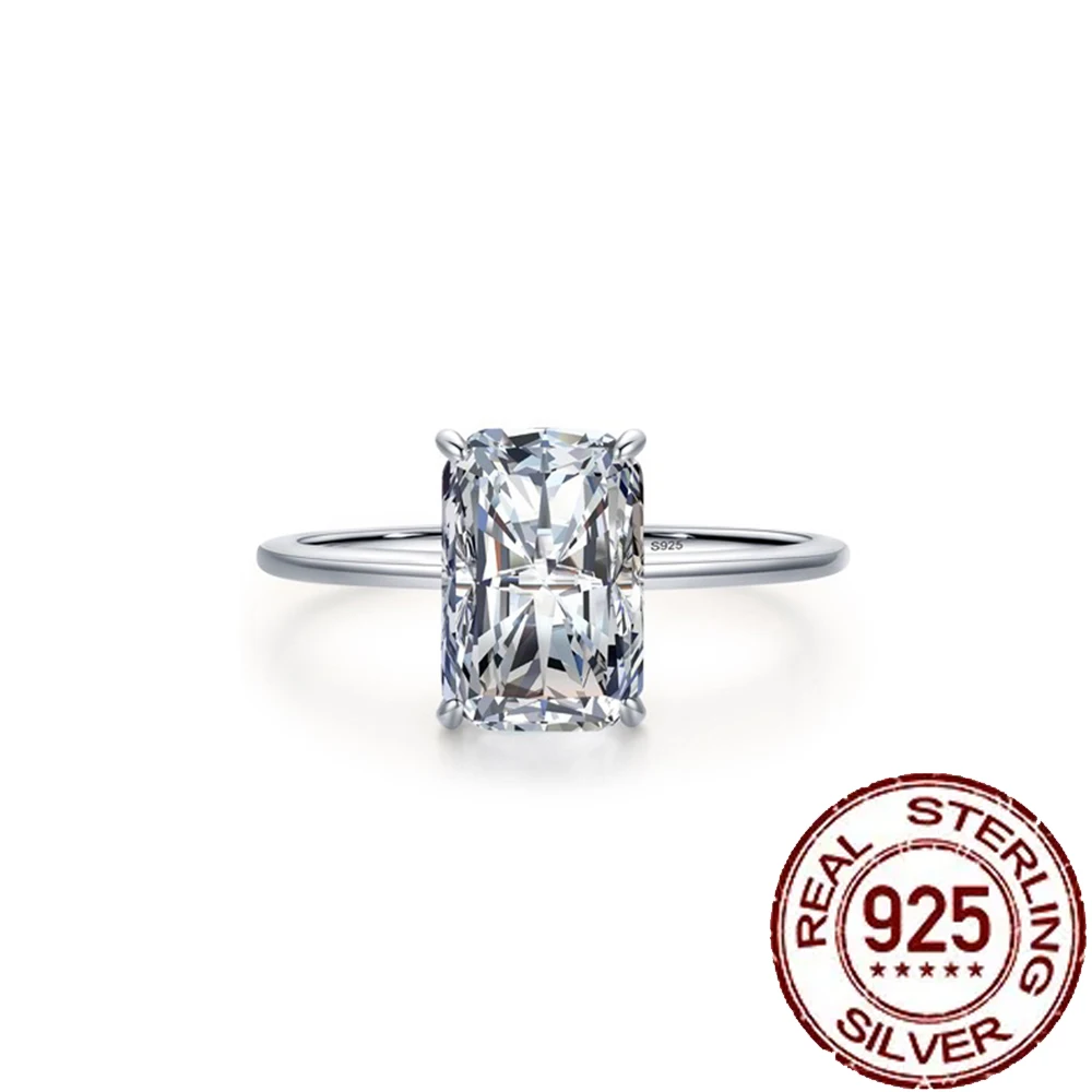 

CWWZircons 925 Sterling Silver Classic 1ct Big Rectangle Cut Cubic Zircons Rings for Women Wedding Engagement Fine Jewelry SR024