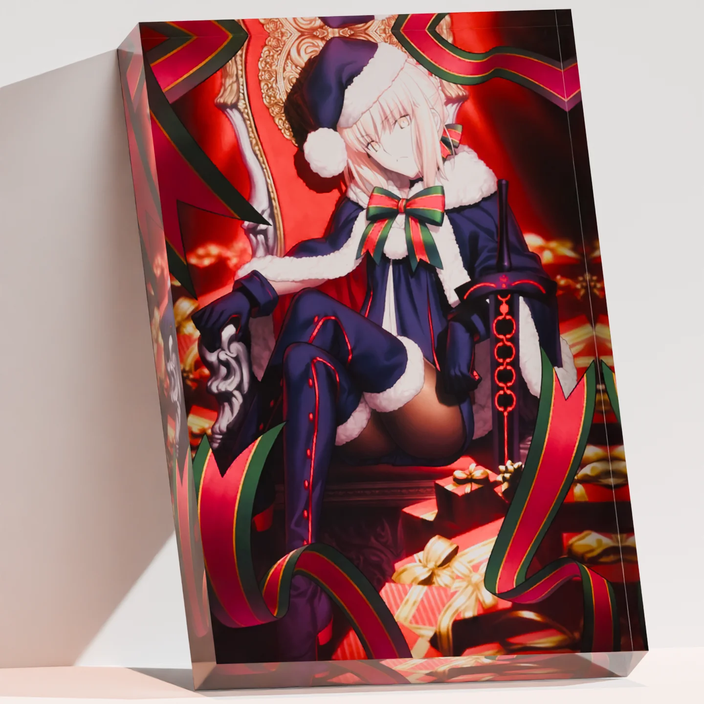 Fate Grand Order FGO Santa Alter Artoria Saber Clear Acrylic Block Anime Goods Desktop Ornament Desk Decor Collection Gift