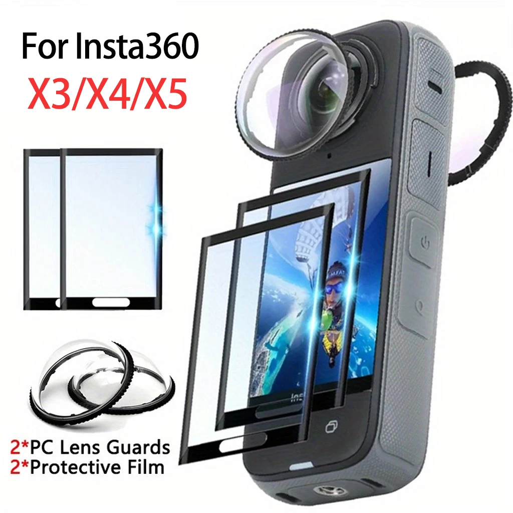 For Insta360 X5/X4/X3 Accessories Kit Lens Guards Anti-Scratch Screen Protector - HD Clear Durable Protective Film Accessory