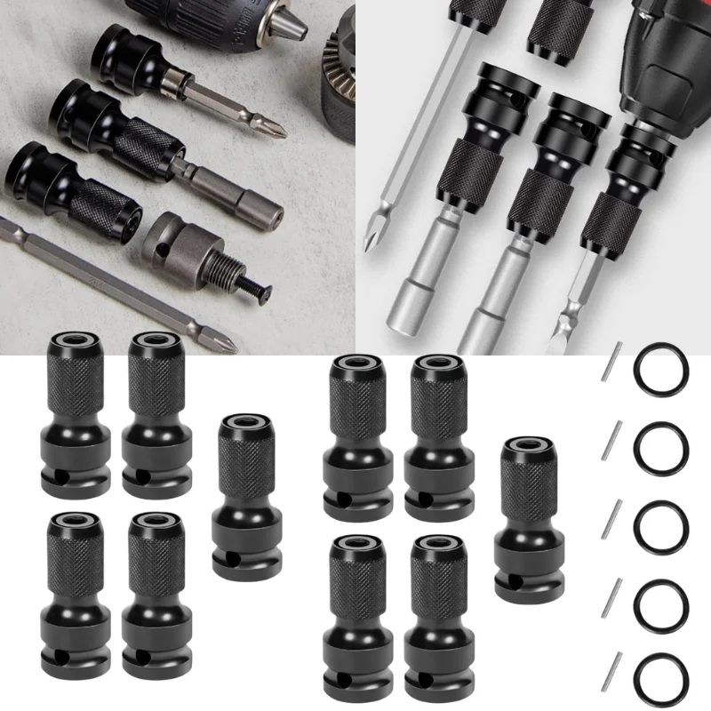 Quick Release 1/2 To 1/4 Inch Hex Socket Adapter Converter For Electric Wrench And Power Tools Power Drill Accessory 1/5/10pcs