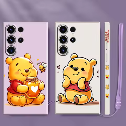 Disney Cute Winnie The Pooh Phone Case for Samsung Galaxy S25 S21 S22 S23 S24 Ultra S20 FE S10 Plus Note 10 20 Ultra Cover