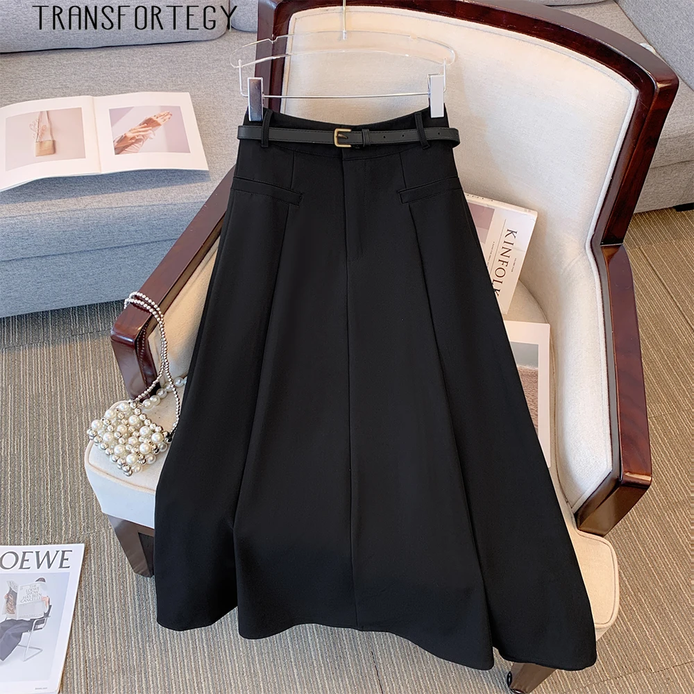 Plus Size Women's Casual Skirt Solid Color Simple Spring and Autumn Loose Suit Skirt 2025 New Women's Clothing A-line Skirt