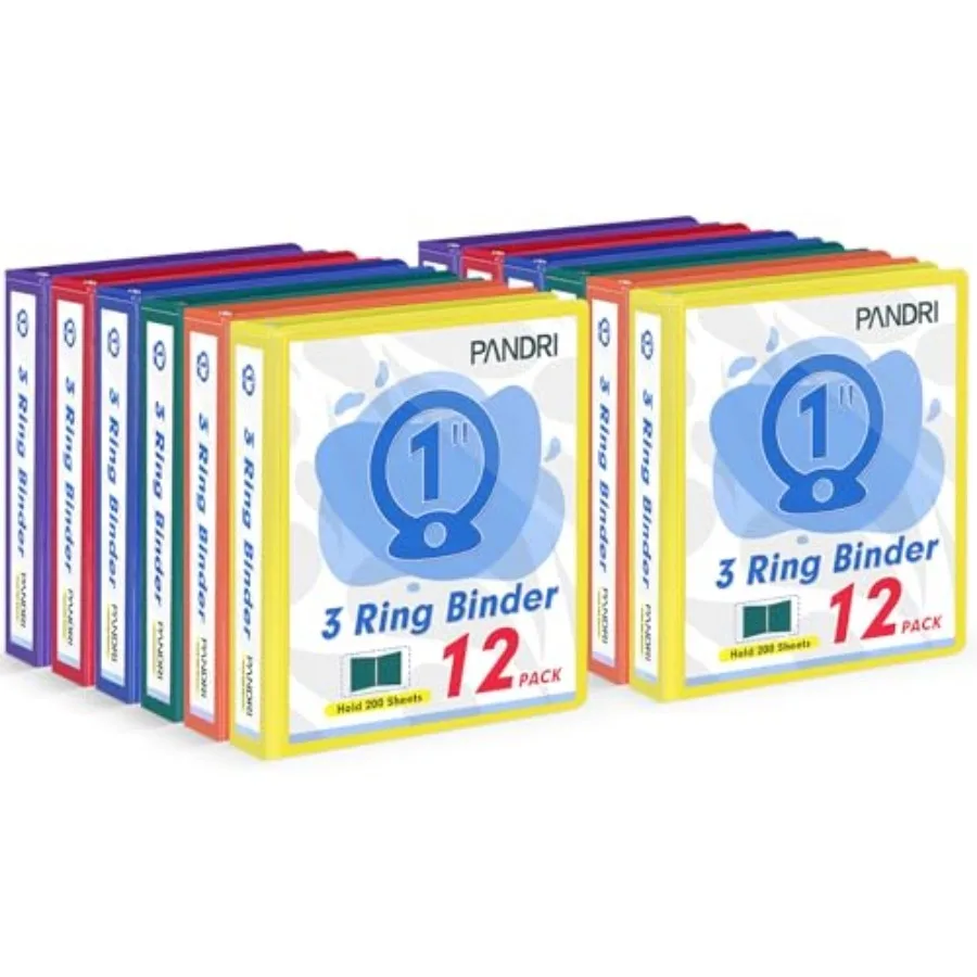 

3 Ring Binder 1 Inch, 12 Pack 1-Inch Binder Fits Letter Size 8.5'' x 11'' Paper, Versatile Binders for Office Home School, 2 Po