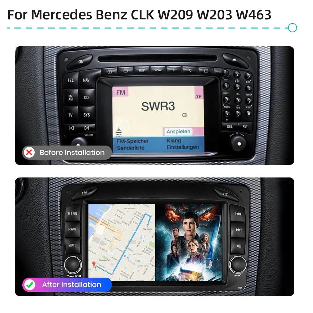 Car Radio Android 12 Carplay WiFi GPS Navigation Stereo Multimedia Video Player For Mercedes Benz CLK W209 W203 W463 Viano Vito