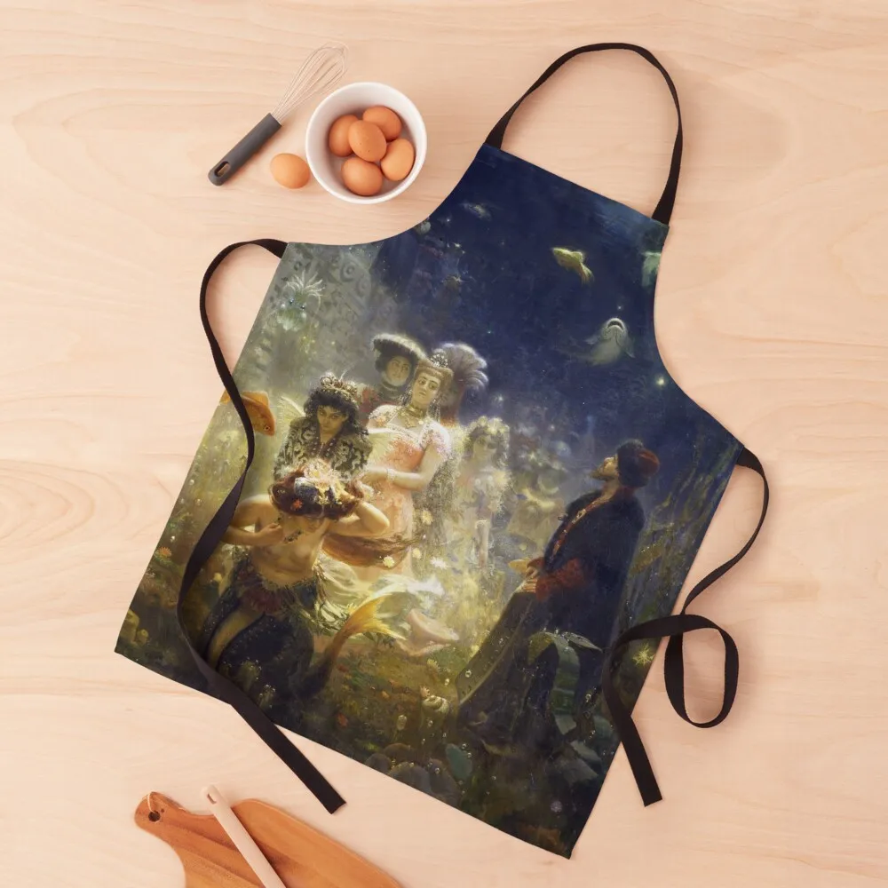 

Sadko in the Underwater Kingdom - Ilya Repin Apron Hairdressing For Hairdresser Household Items Useful Apron