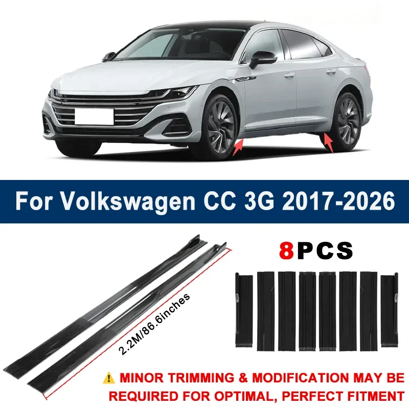 

Aerodynamic 2.2m Sectional Side Skirt Extension Lips Racing Side Spoiler For Volkswagen CC 3G 2017-2026 2018 Sport Upgrade Kit