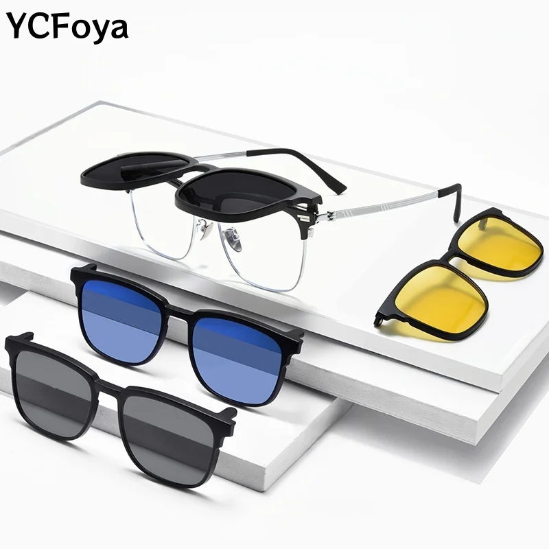 

High Qualit Ultra-Light Anti-UV 3D Movie Glasses Frame Polarized Magnetic Clip-On Men's Vintage Titanium Eyeglasses 9688ZM