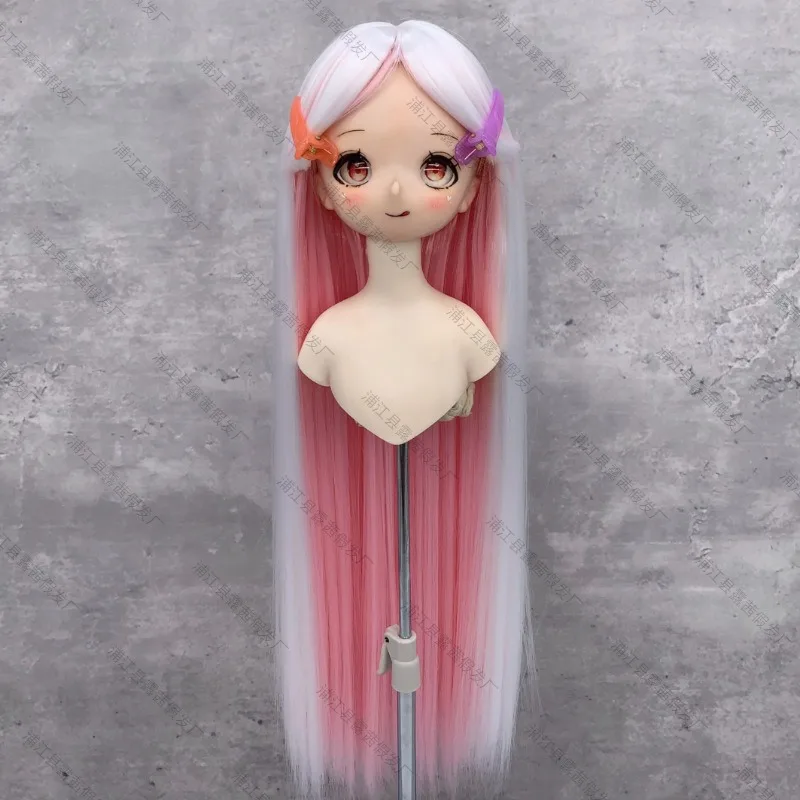 BJD Collocation 1/3&1/4&1/6 Double Tone Color Wig SD Doll High Temperature Silk Headgear Girl DIY Makeup Accessories Supplies