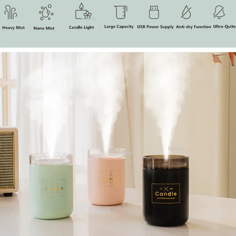 280ML Ultrasonic Air Humidifier Candle USB Essential Oil Diffuser Aroma Mist Maker Humidificadores Essence oil for humidifier