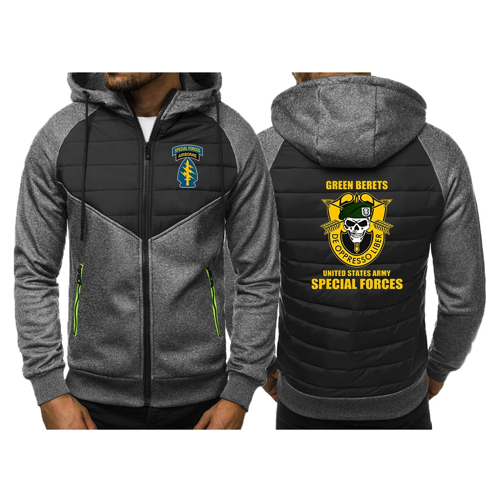 Special Forces Group Airborne Military Logo Print Coat 2026 Spring And Autumn Men's High Street Leisure Comfortable Hoodies