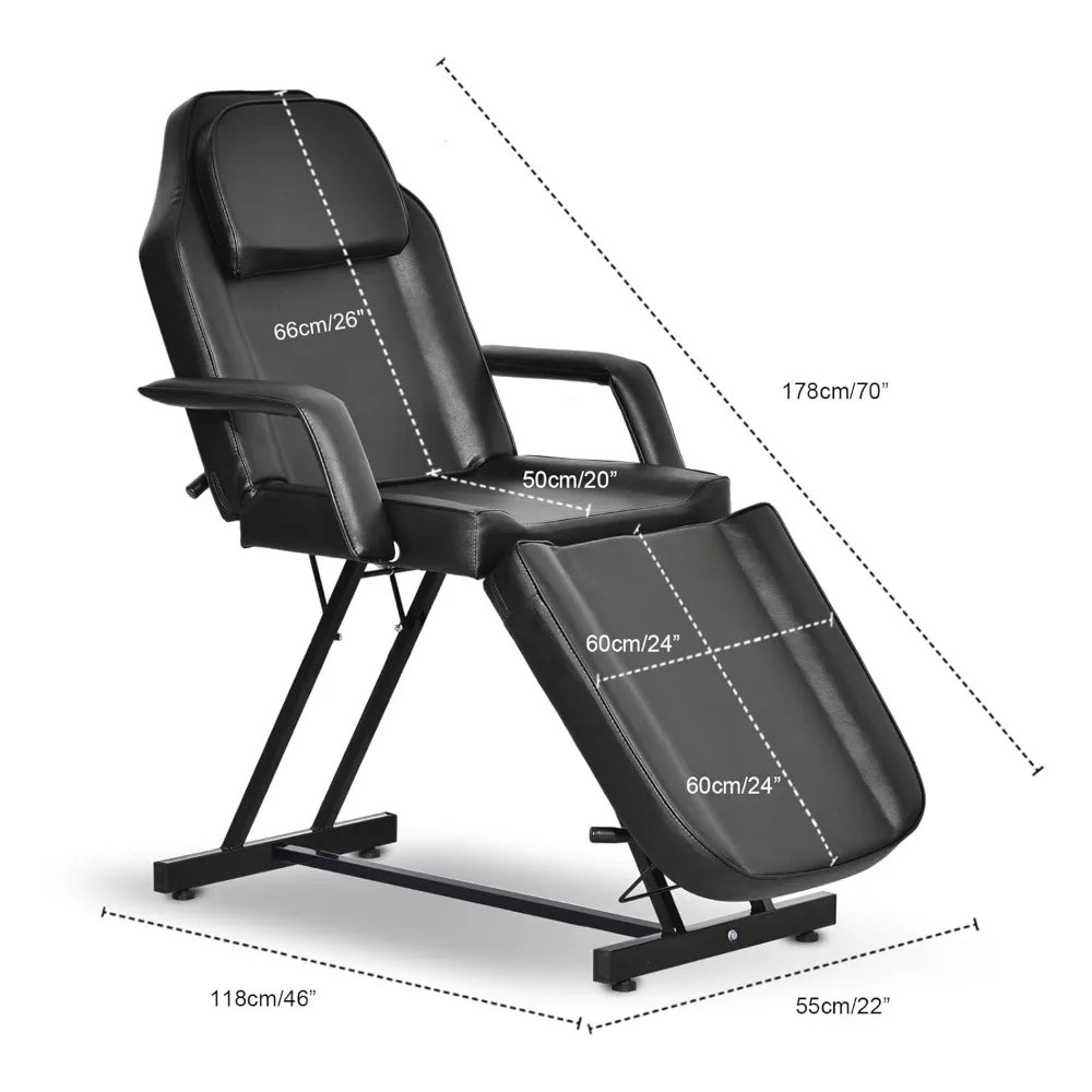 سرير تدليك احترافي قابل للطي مكون من 3 أقسام، طاولة وشم قابلة للتعديل للعميل، كرسي وجه 73 بوصة للاستخدام التجميلي والمنتجعات الصحية