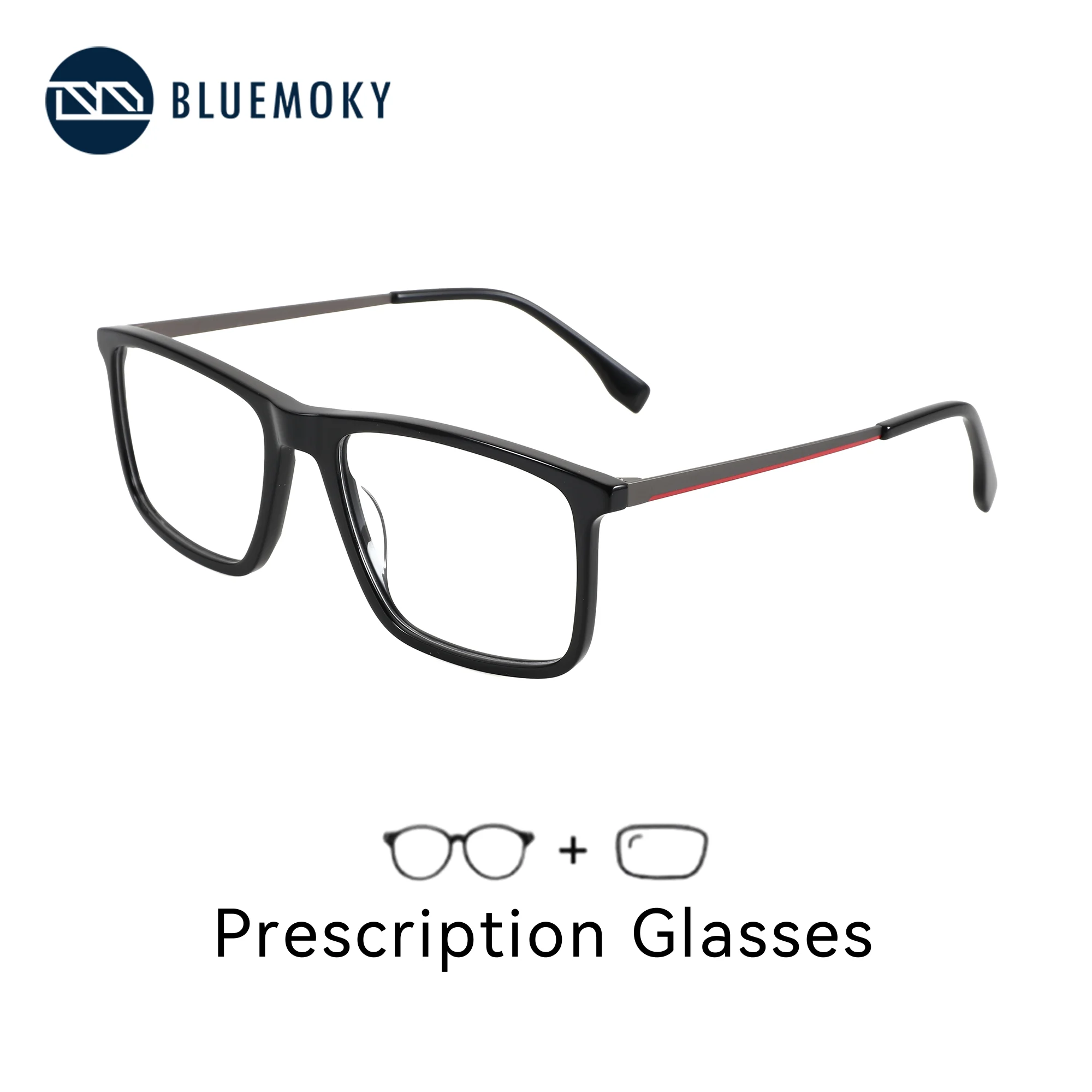BLUEMOKY M Size Acetate Rectangle Customised Prescription Glasses For Men Progressive Anti Blue Light  Myopia Eyeglasses