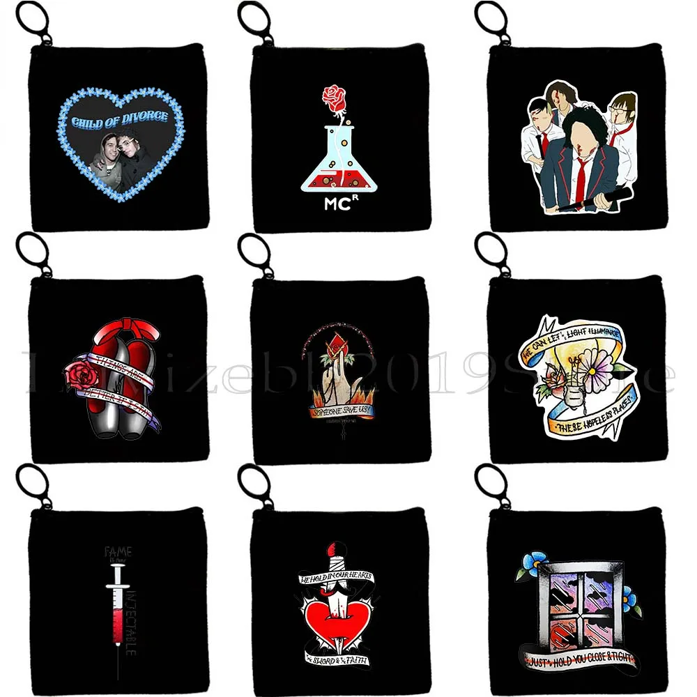 My Chemical Romance Mcr Dead Hell Heaven Flower i'm not okay Canvas Coin Purse Key Case Storage Card Bag Wallet Zipper Pouch